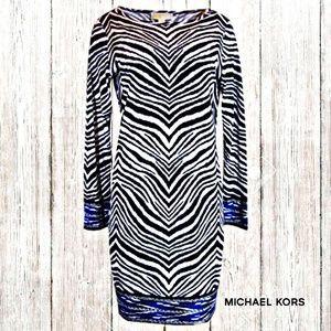 Michael Kors Long-Sleeve Zebra print dress Large